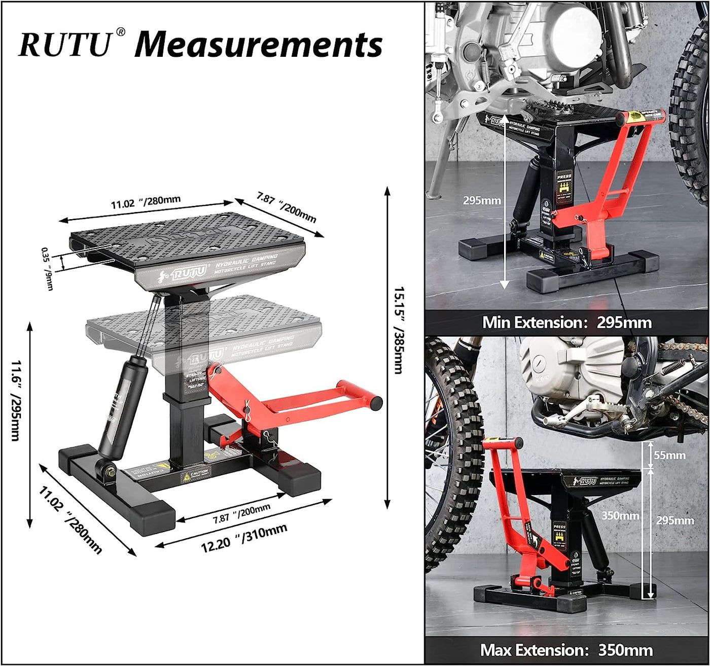 RUTU Hydraulic Motorcycle Lift Stand